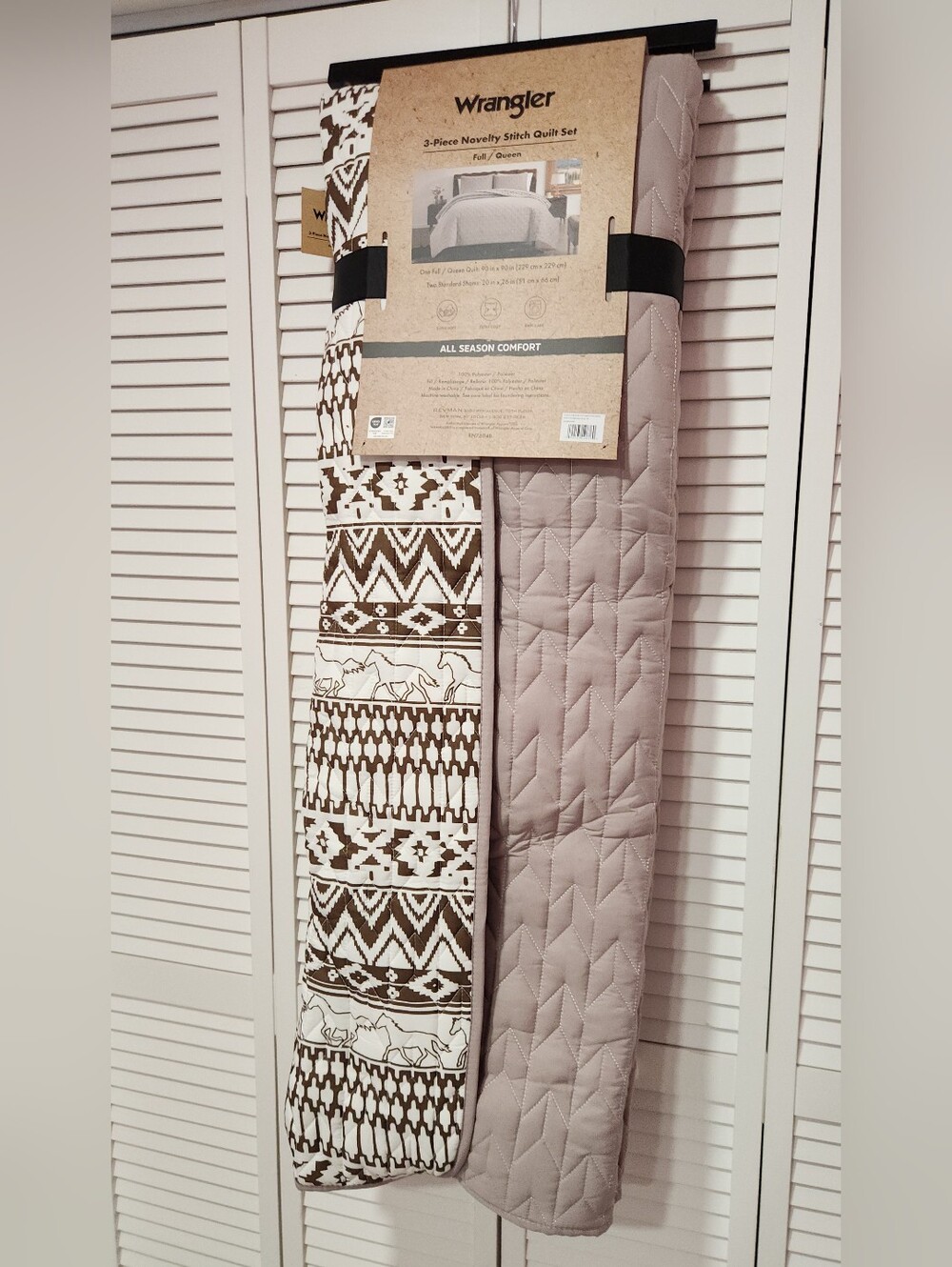 Wrangler Taupe & Brown Quilted 3-Piece Full/Queen Size Quilt Set